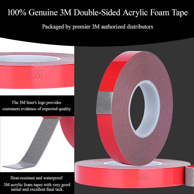 Affei Double Sided Tape Automotive Heavy Duty Made of 3M Acrylic Foam Adhesive Cars Exterior Mounting Tapes Primerless for Attaching Auto Attachment Side Moldings Trim Emblems to Vehicles (16.4 ft, 0.24in) - Image 5